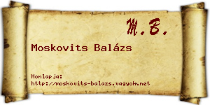 Moskovits Balázs névjegykártya